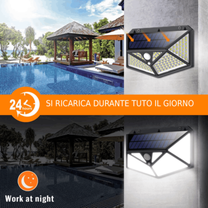 Solar Power 100 LED: 5 Faretti Solari Super Luminosi con Sensore di Movimento [OFFERTA 4+1] - immagine 4