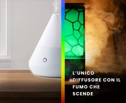 Zen Diffusion – Diffusore di Oli Essenziali con Fumo Discendente e Luci Rilassanti per Aromaterapia e Cromoterapia - immagine 2